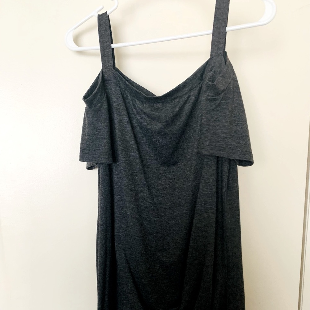 Dark Gray breezy shoulder top. Size Medium.